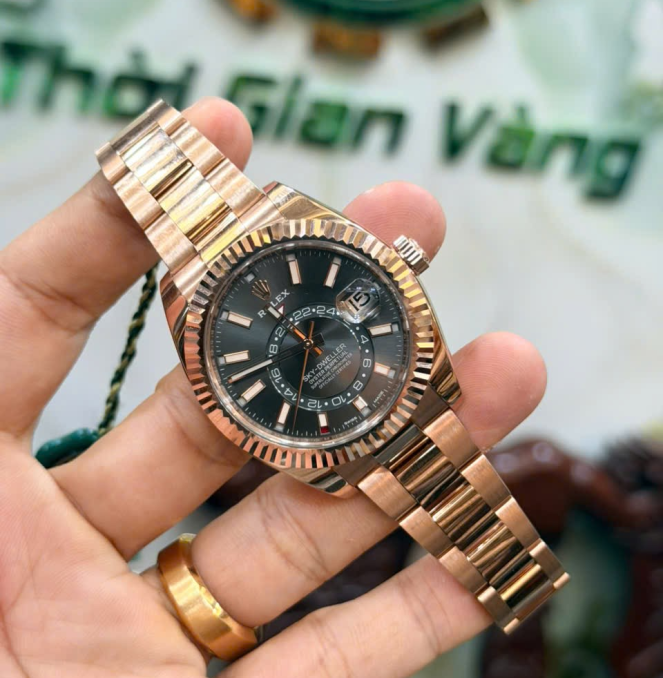 Sky Dweller 326935 vàng hồng nguyên khối mặt số Rhodium hộp thẻ 2018 size 42 giá 1tỷ180