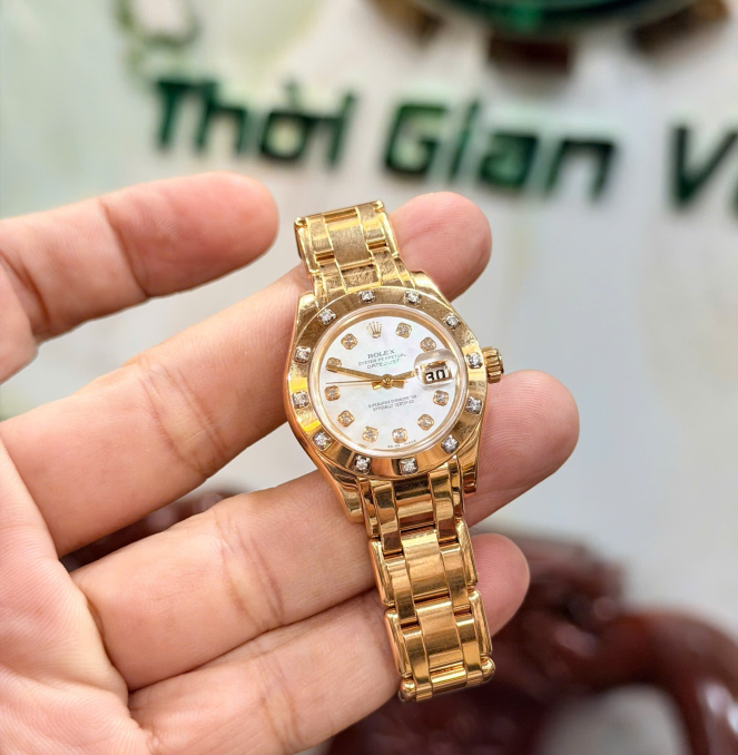 Rolex pearl master 80318 vàng khối kim cương hãng hộp sổ thẻ giá 468 triệu