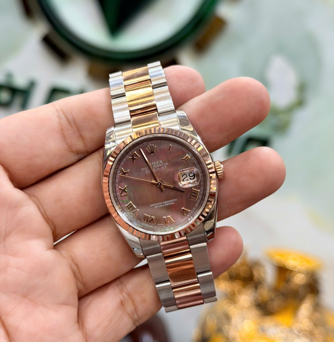 Rolex 116231 xà cừ tím cọc la mã rất ít gặp size 36 giá  235 triệu