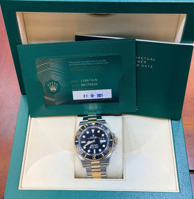 SUBMARINER 126613 full set 2021 máy 70h size 41 đờ mi vàng giá  428 triệu