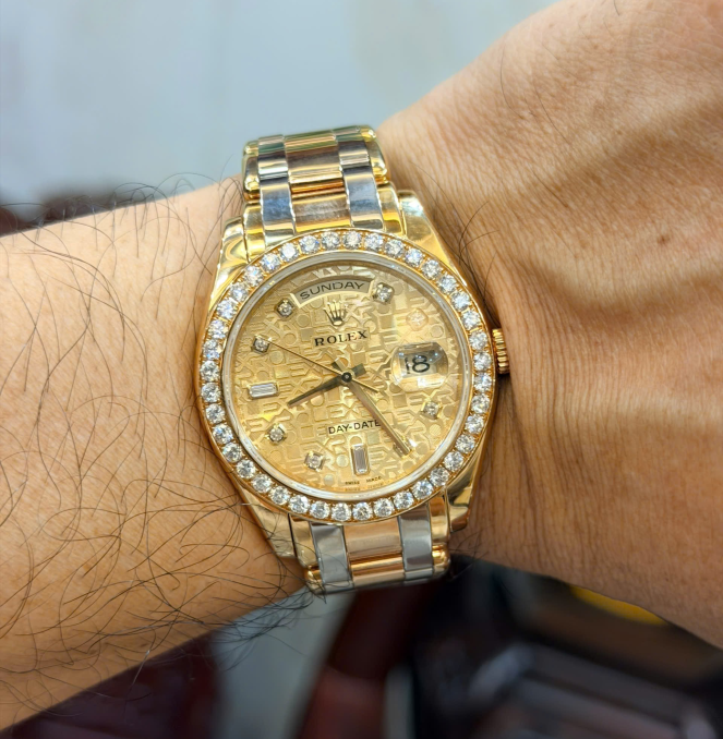 Rolex 18948 size 39 vàng khối 3 màu hộp sổ thẻ 2011 giá 960 triệu
