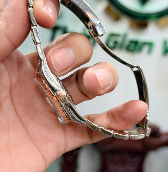 Rolex 116231 đờ mi vàng hồng size 36 mặt tráng men trắng cọc la mã  giá 208 triệu