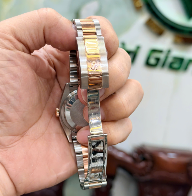 Rolex 116231 đờ mi vàng hồng size 36 mặt tráng men trắng cọc la mã  giá 208 triệu