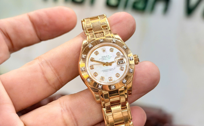Rolex pearl master 80318 vàng khối kim cương hãng hộp sổ thẻ giá 468 triệu