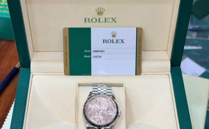 Rolex 126234 vi tính cá hồi size 36 hộp thẻ 2019 giá 308 triệu