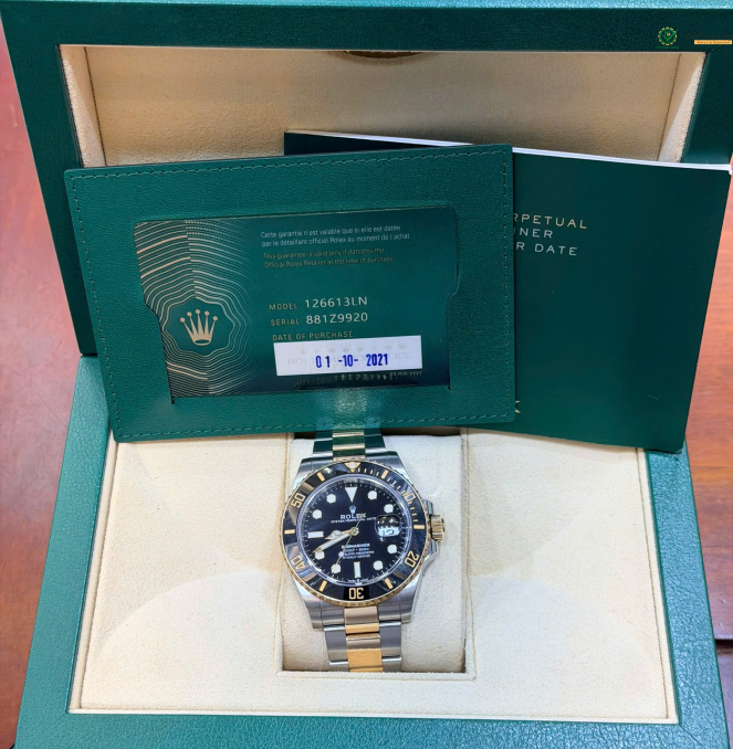 SUBMARINER 126613 full set 2021 máy 70h size 41 đờ mi vàng giá  428 triệu
