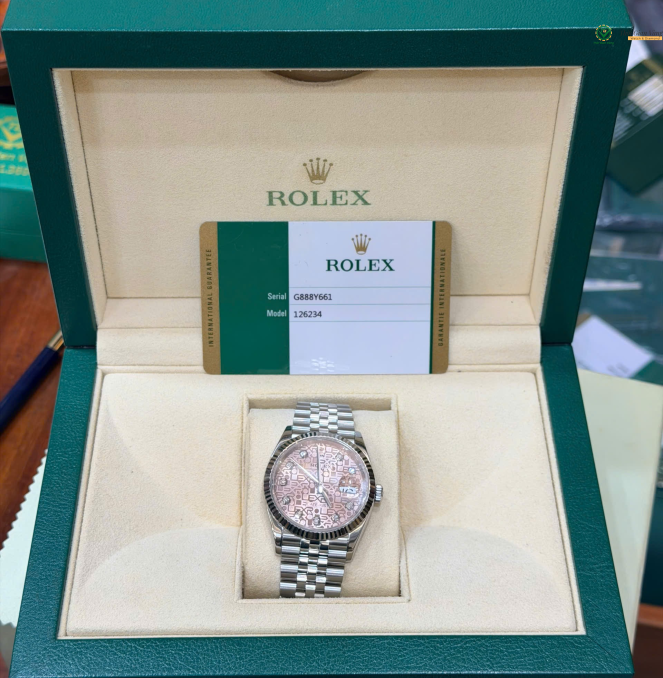 Rolex 126234 vi tính cá hồi size 36 hộp thẻ 2019 giá 308 triệu